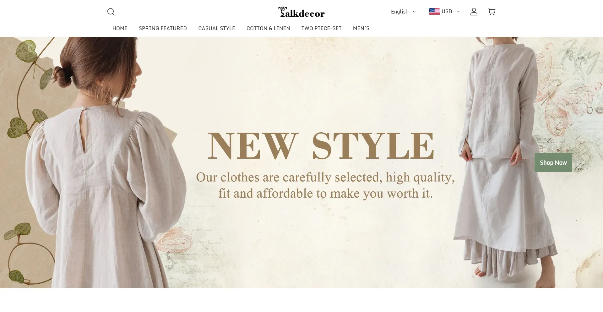 Website screenshot of Talkdecor.shop