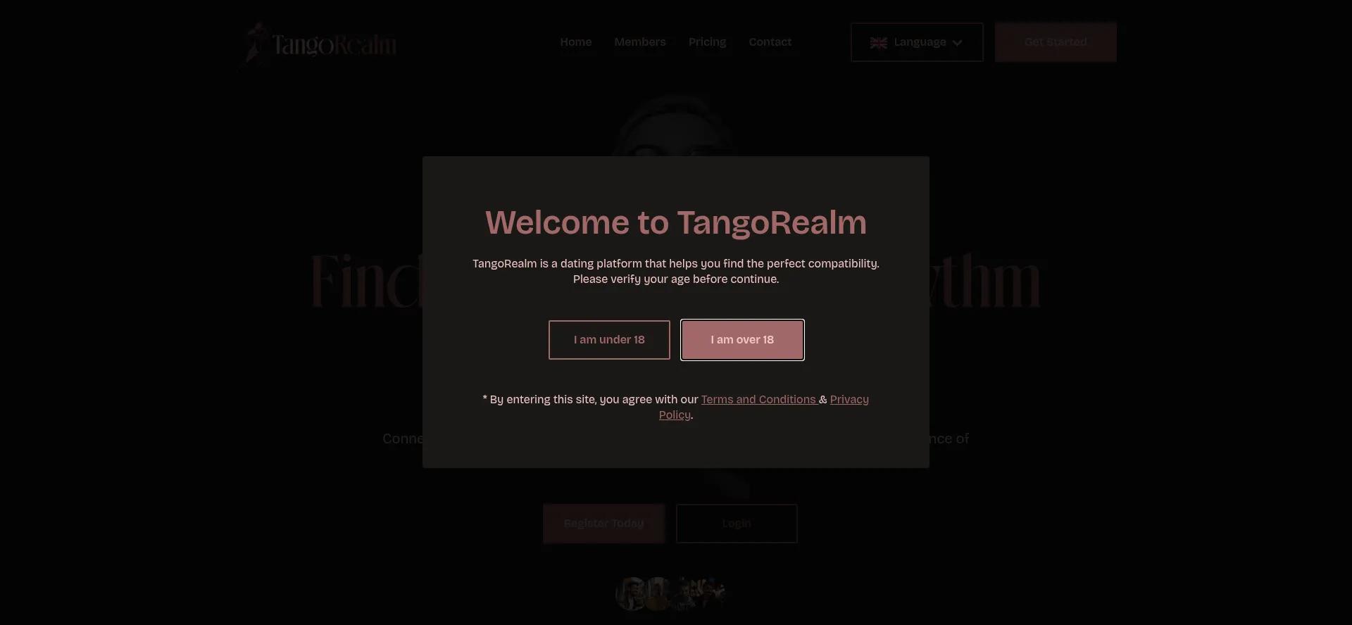 Website screenshot of Tangorealm.com