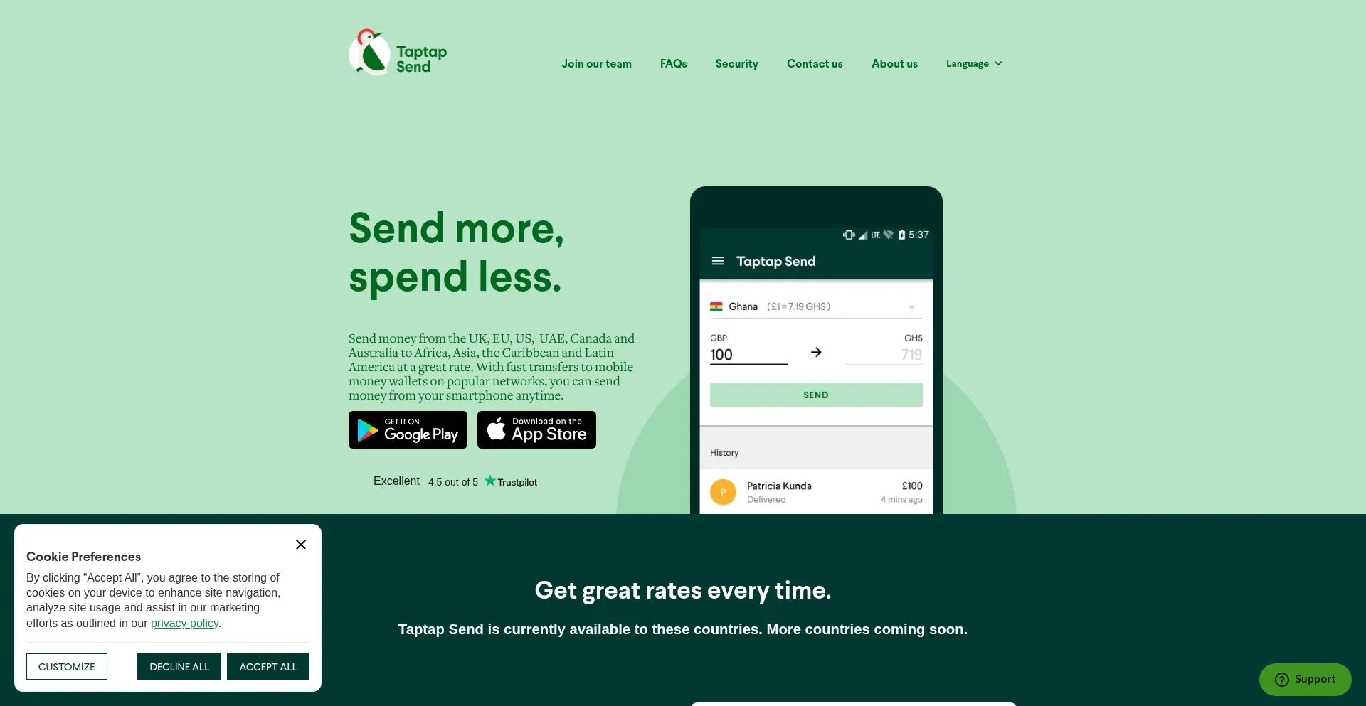 Taptapsend.com Screenshot