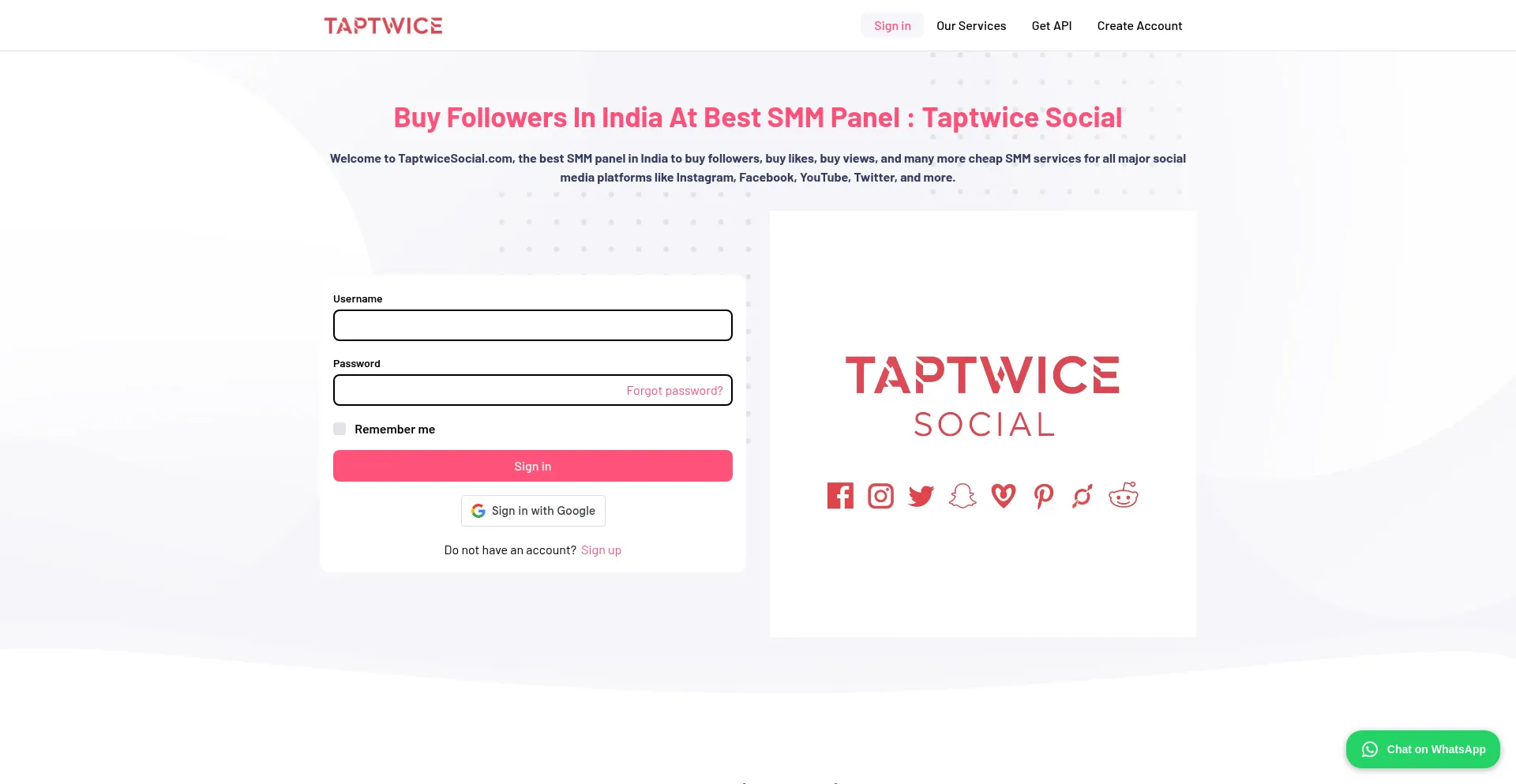 Website screenshot of Taptwicesocial.com