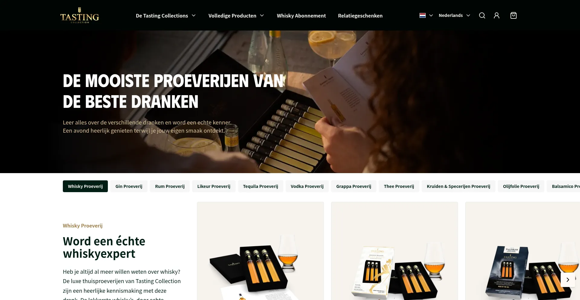 Website screenshot of Tastingcollection.com