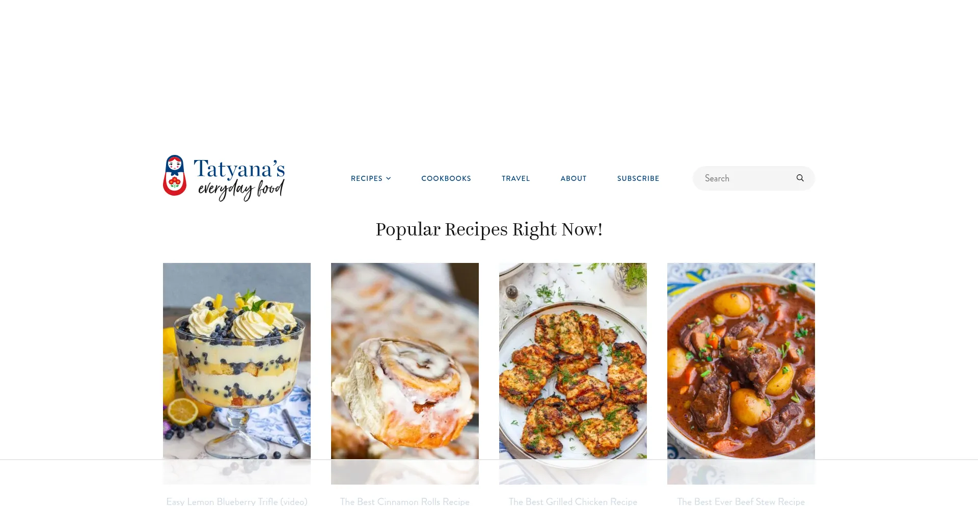 Website screenshot of Tatyanaseverydayfood.com