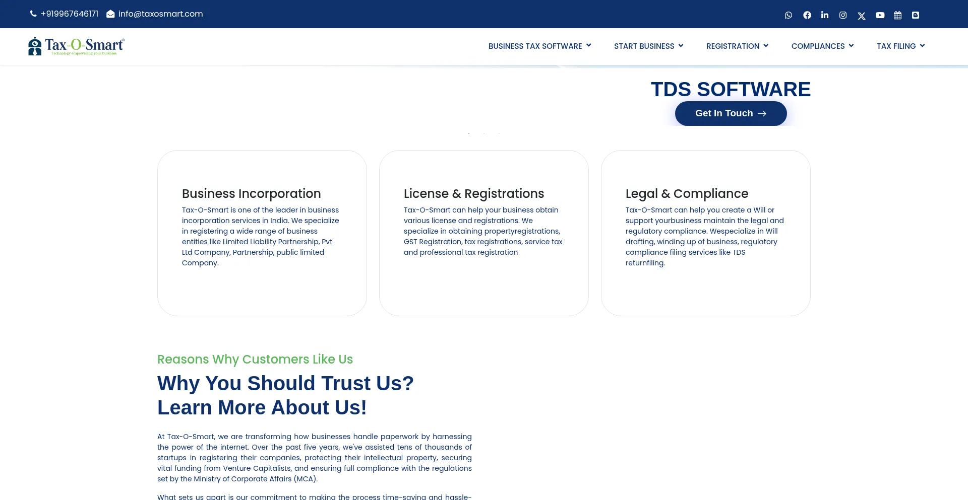 Website screenshot of Taxosmart.com
