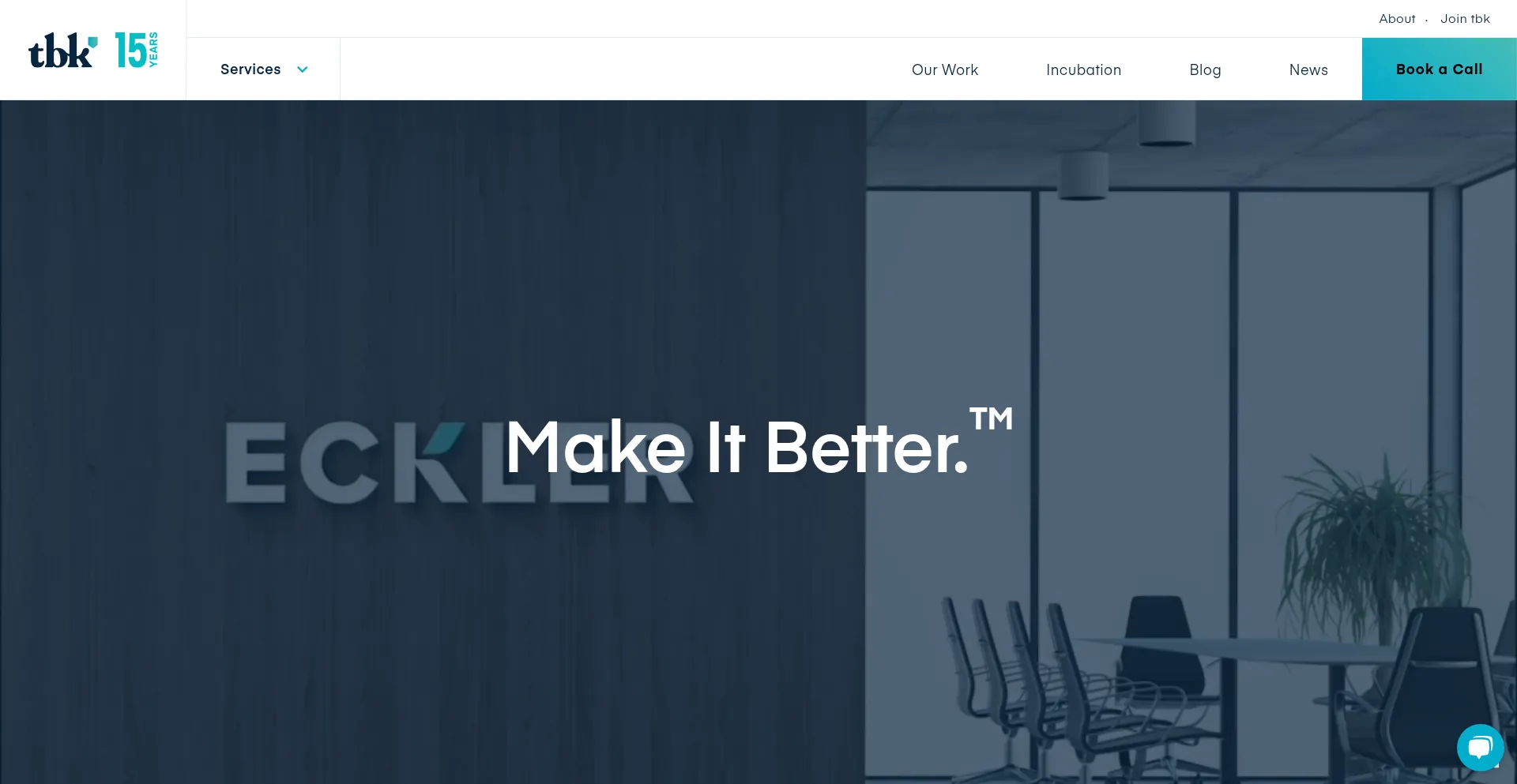 Website screenshot of Tbkcreative.com