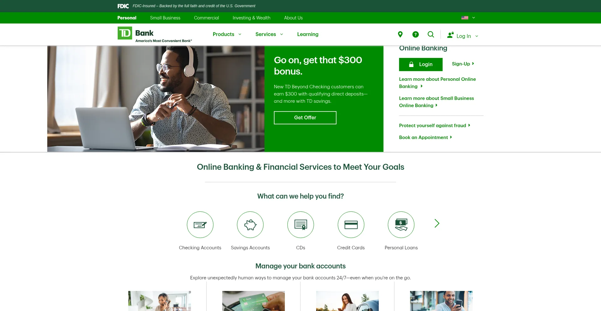 Website screenshot of Td.com