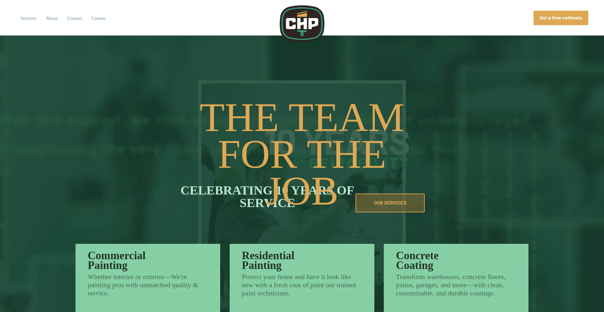 Website screenshot of Teamchp.com