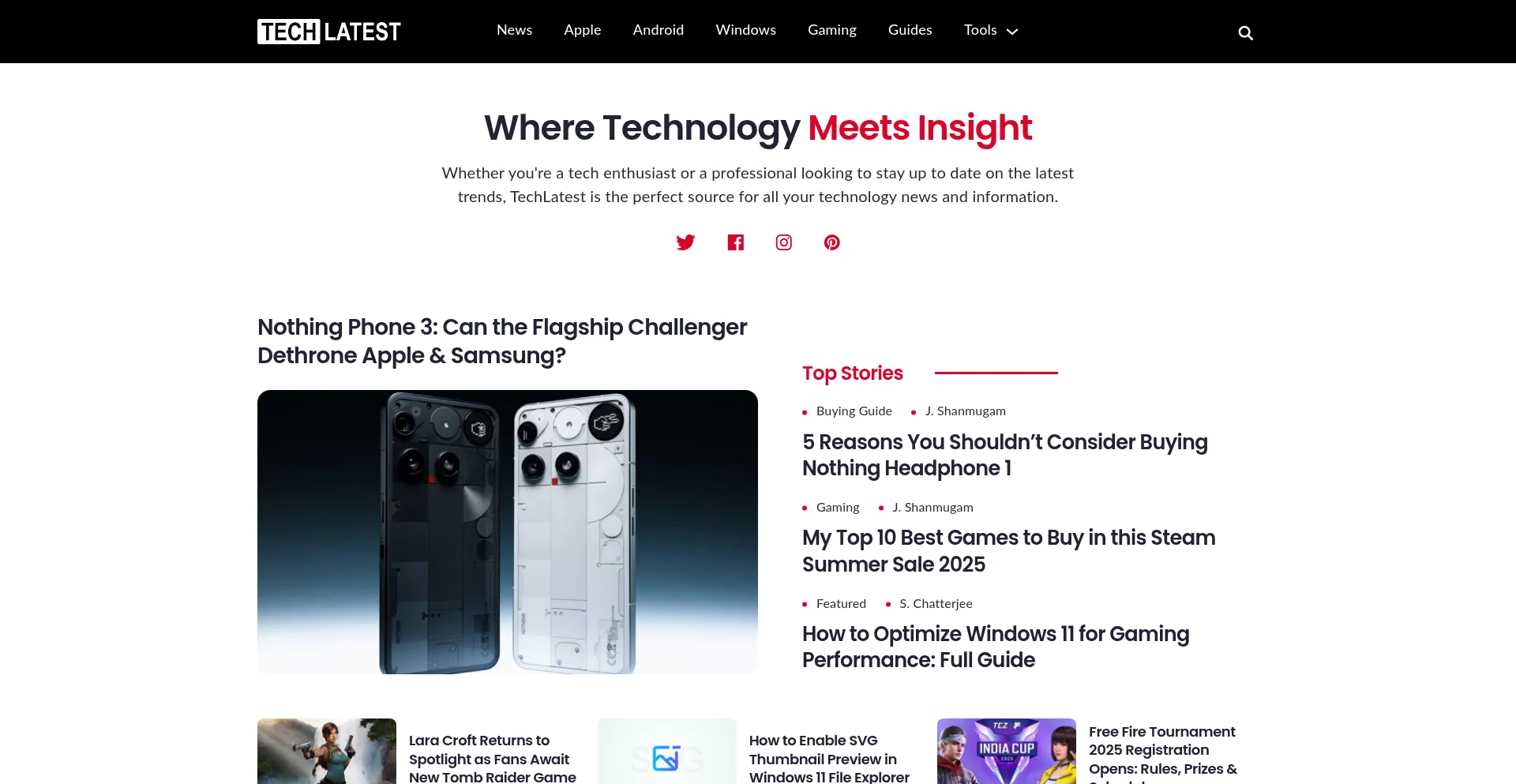 Website screenshot of Tech-latest.com