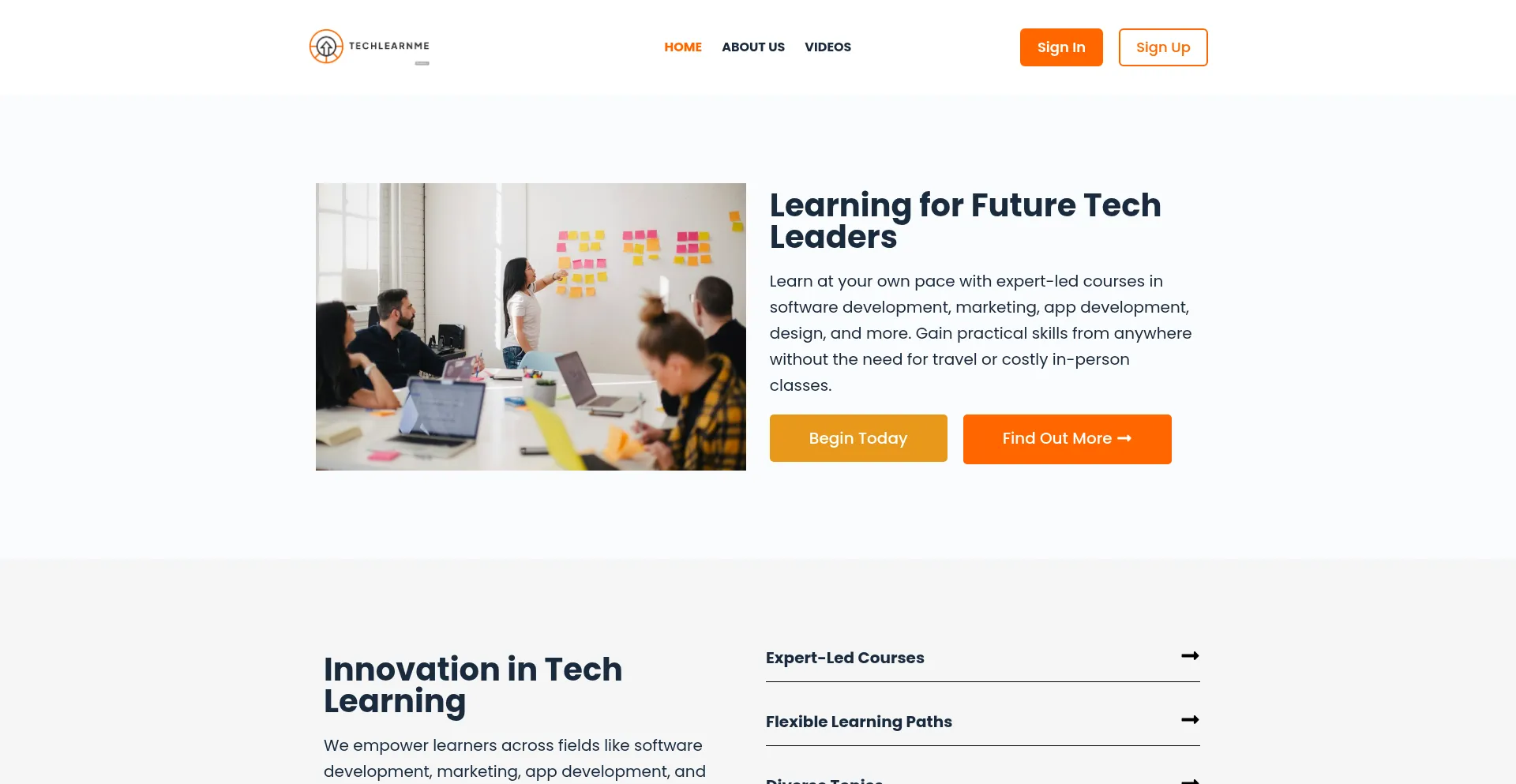 Website screenshot of Techlearnme.com