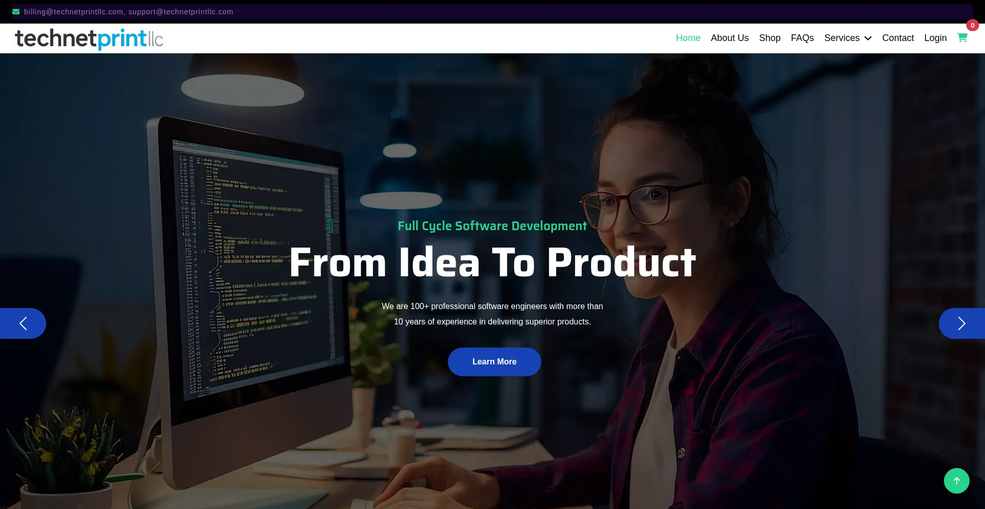 Website screenshot of Technetprintllc.com