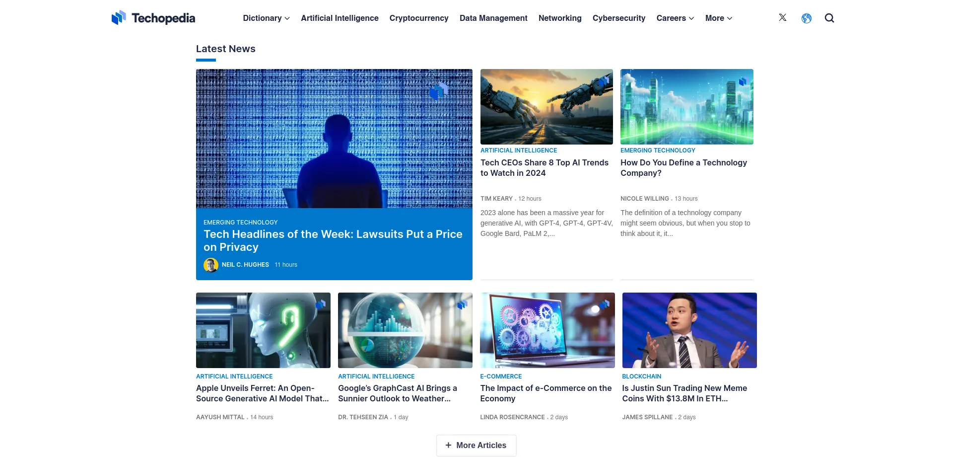 Website screenshot of Techopedia.com