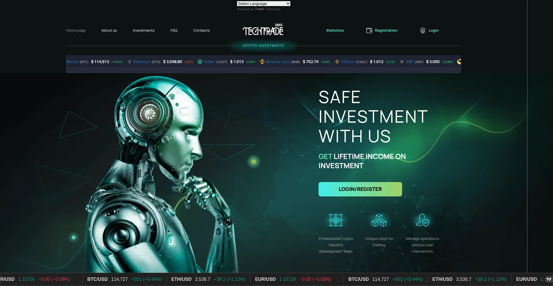 Website screenshot of Techtradeindex.com