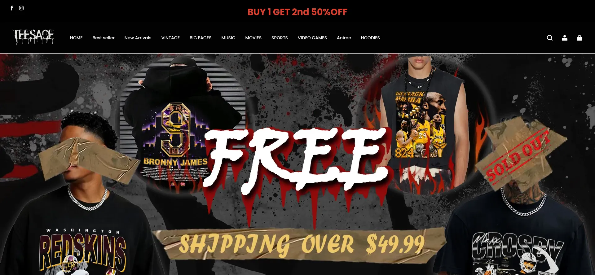 Website screenshot of Teesace.com