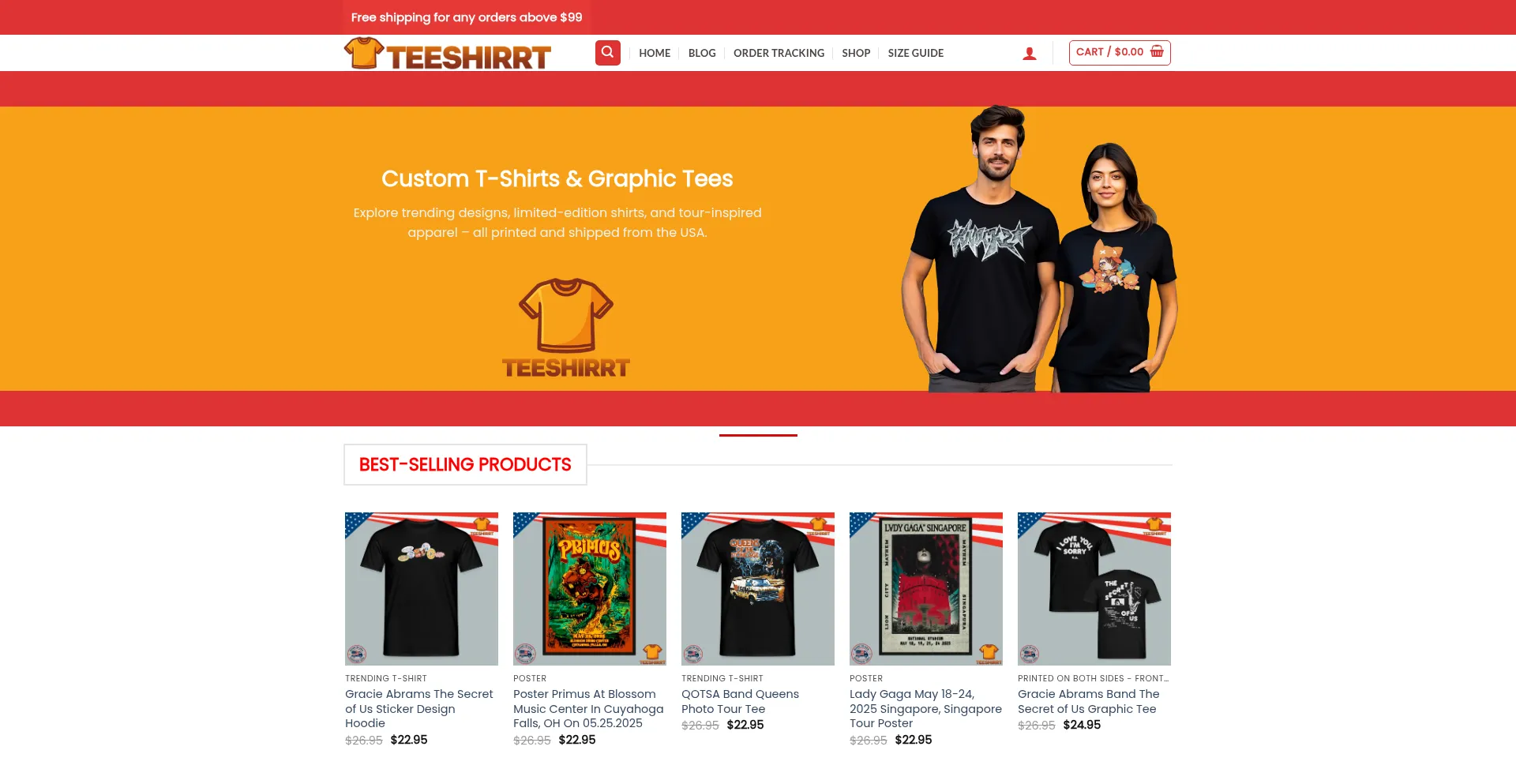 Website screenshot of Teeshirrt.com