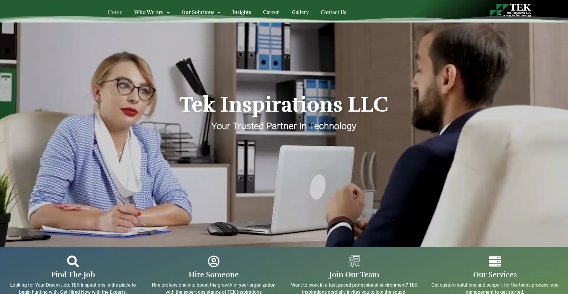Website screenshot of Tekinspirations.com