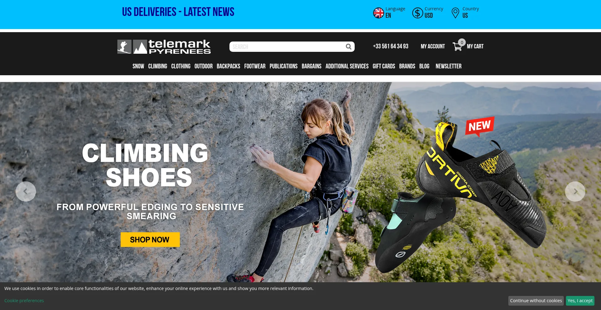 Website screenshot of Telemark-pyrenees.com