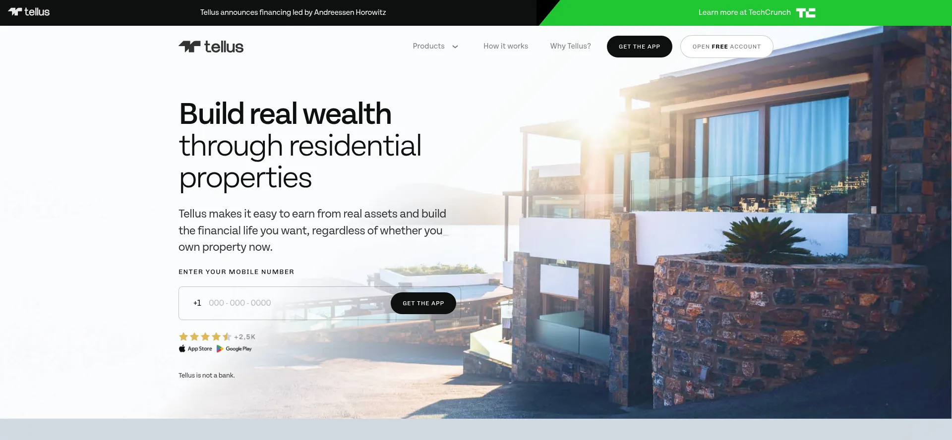 Website screenshot of Tellusapp.com