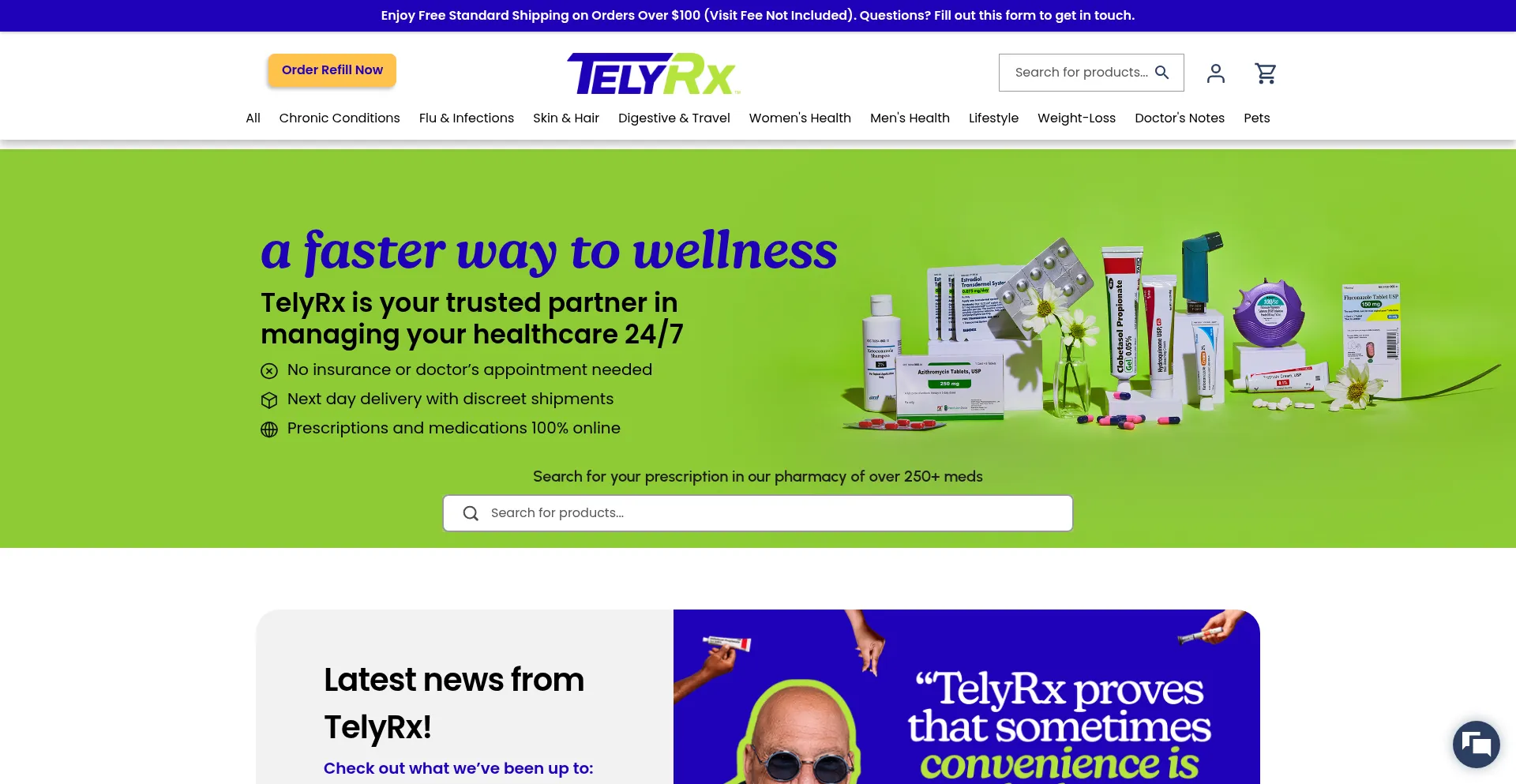 Website screenshot of Telyrx.com