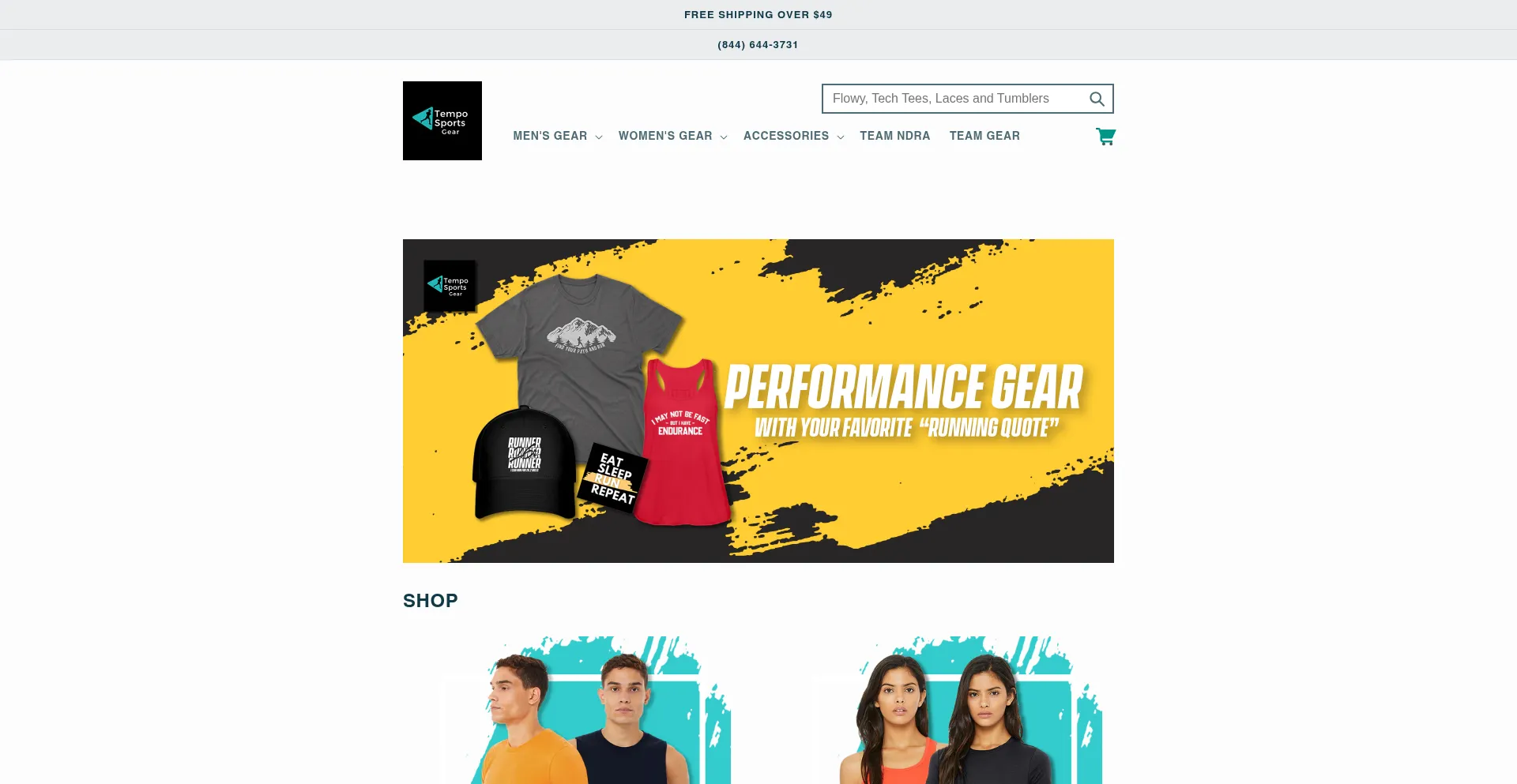Website screenshot of Temposportsgear.com