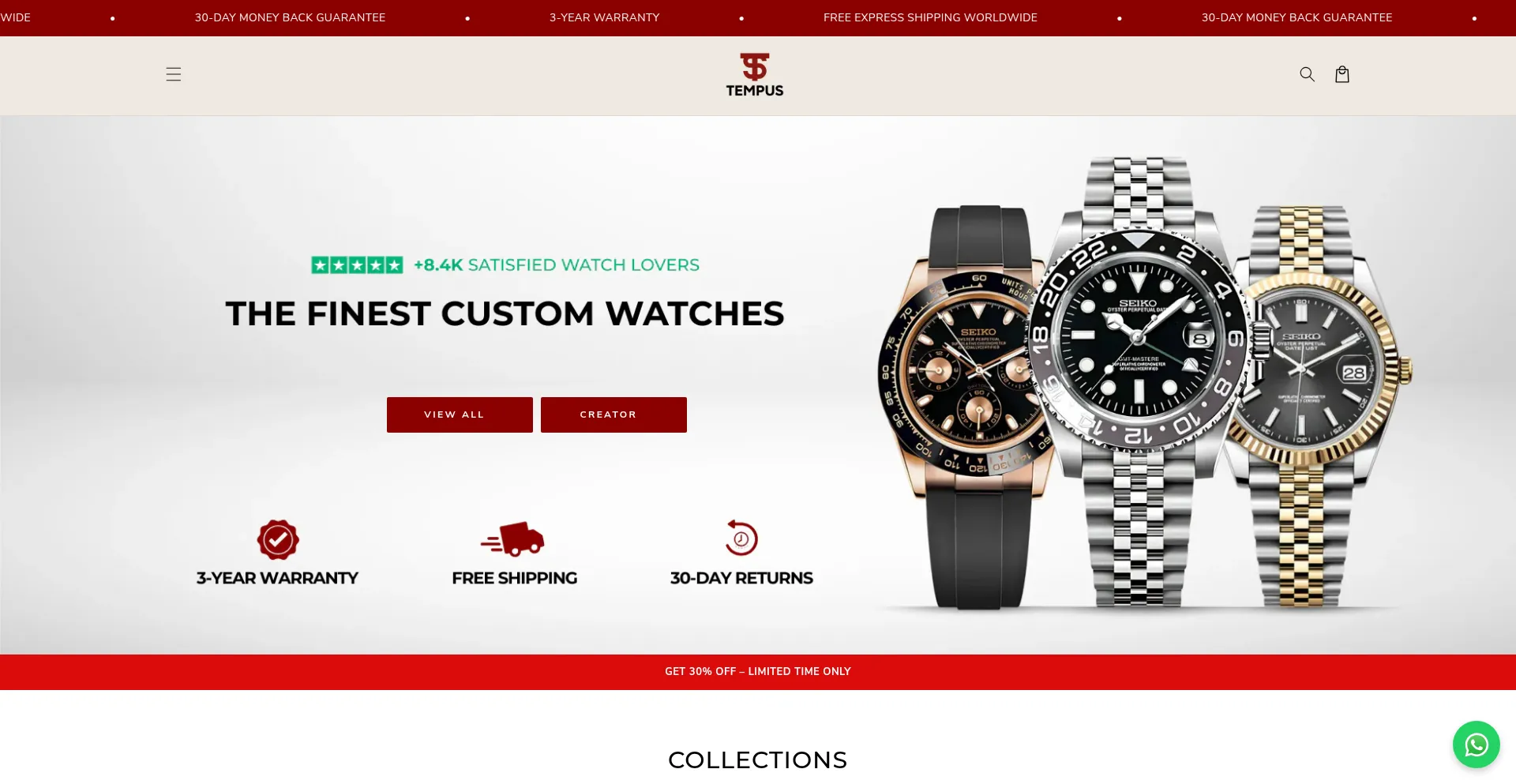Website screenshot of Tempusmods.com