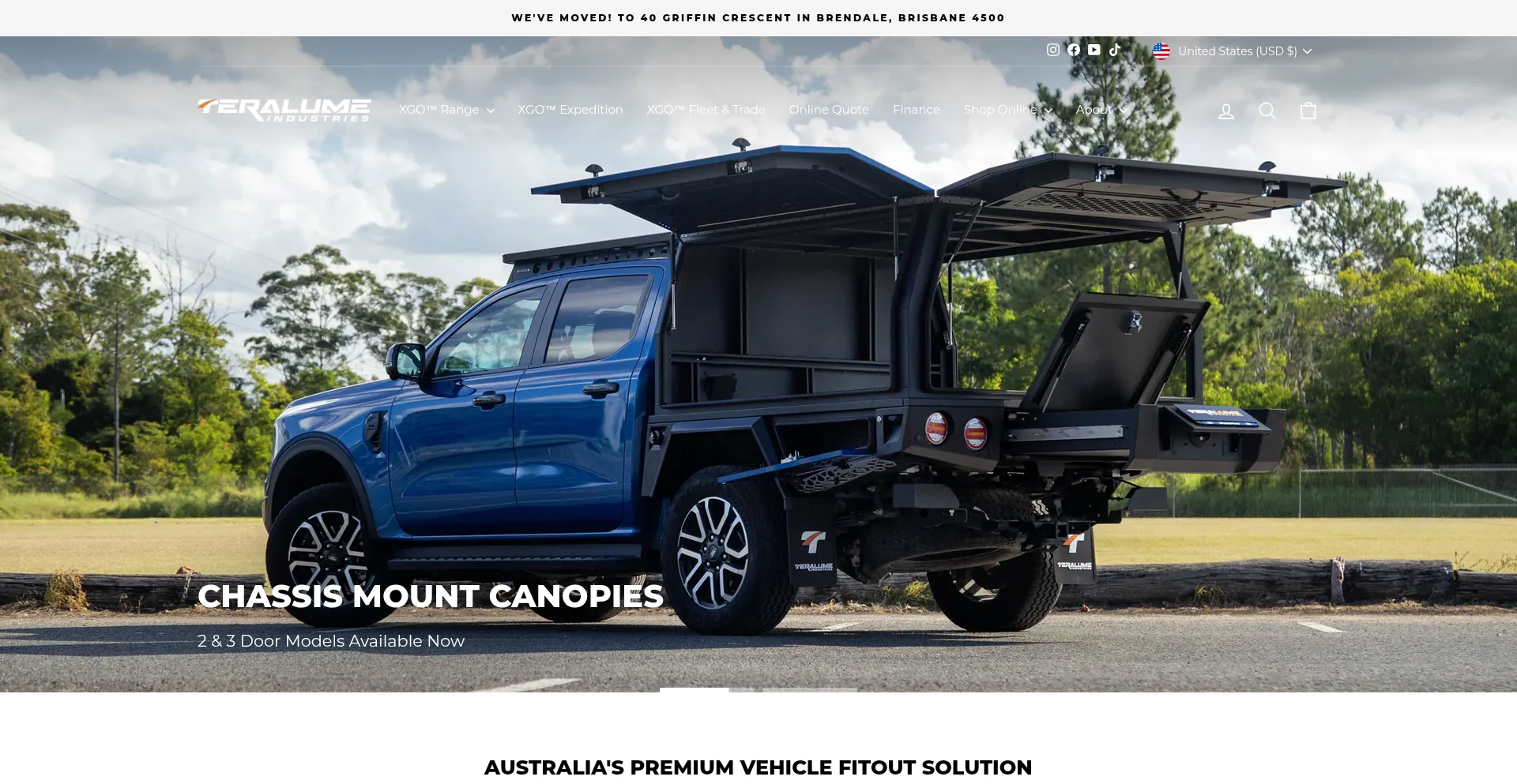 Website screenshot of Teralumeindustries.com