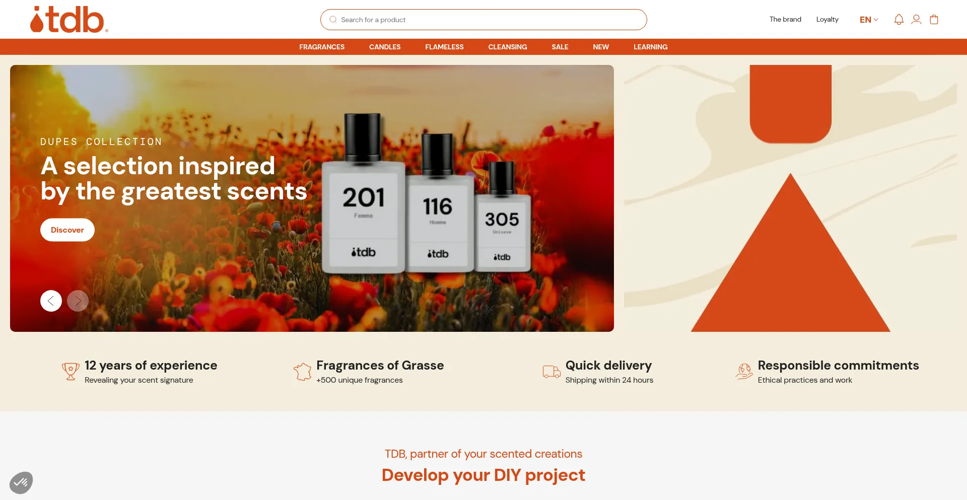 Website screenshot of Terre-de-bougies.com