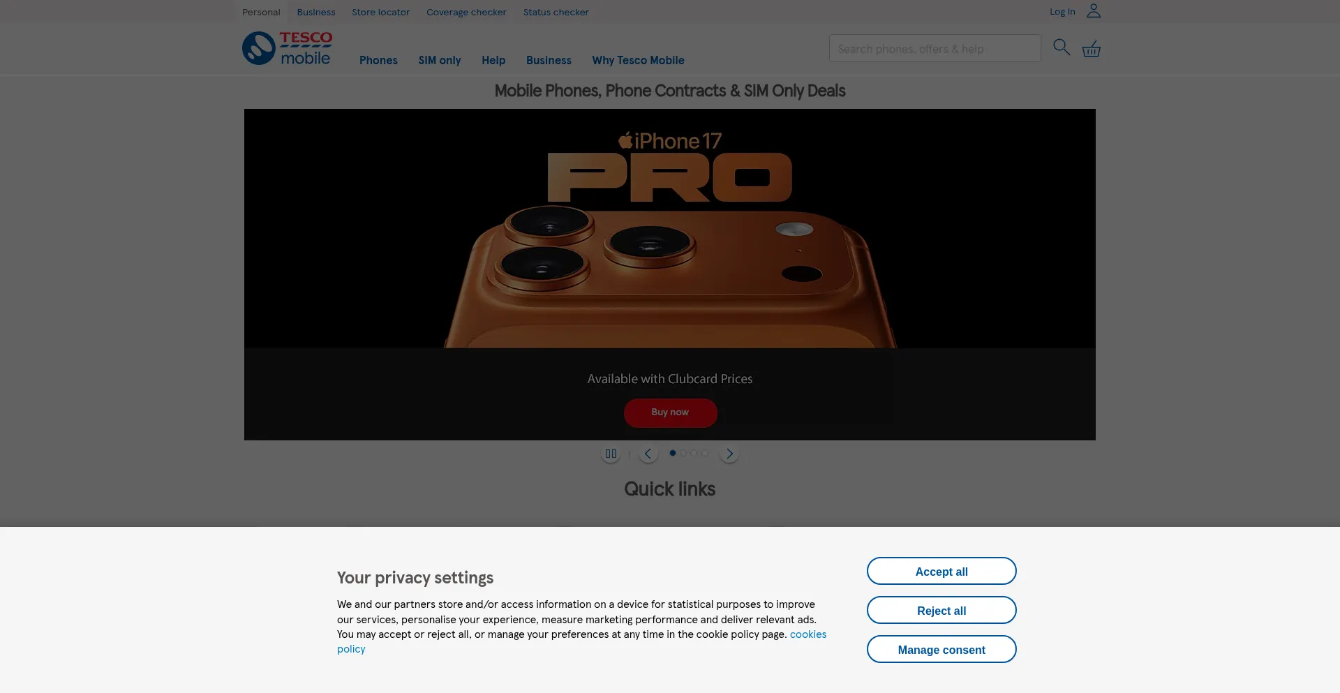 Tescomobile.com Screenshot