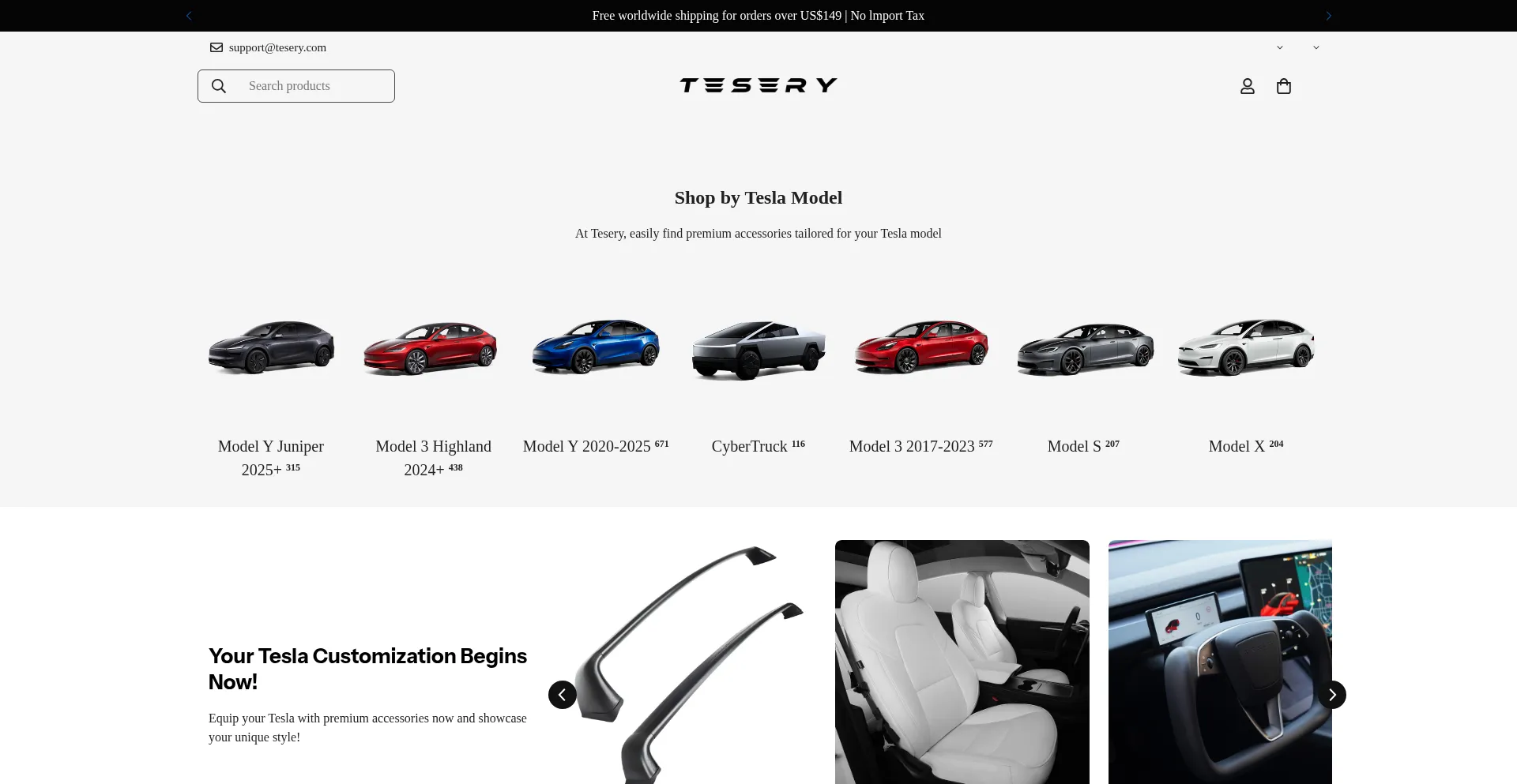 Website screenshot of Tesery.com