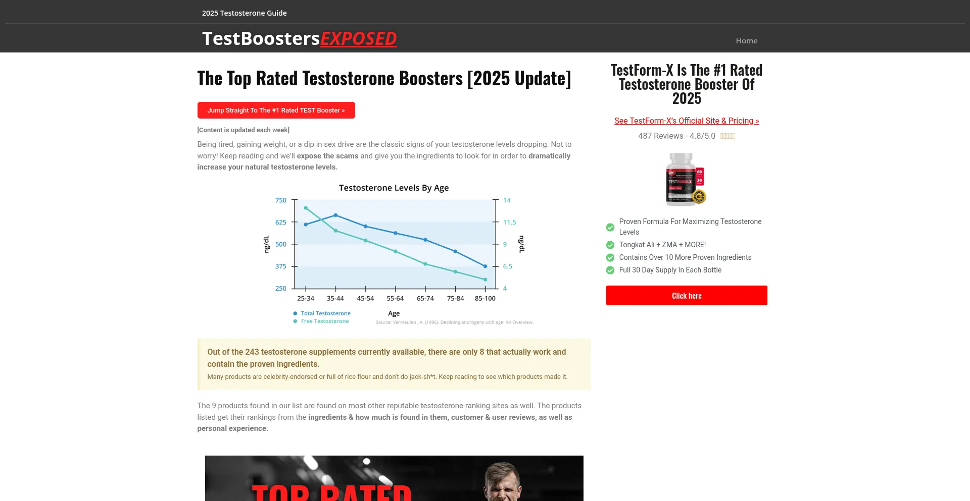 Website screenshot of Testosteroneboostersexposed.com