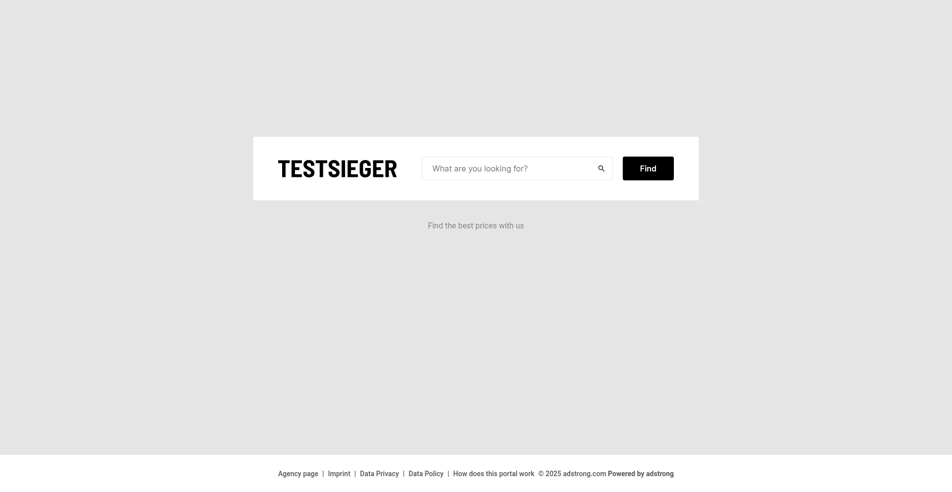 Website screenshot of Testsieger.adstrong.com
