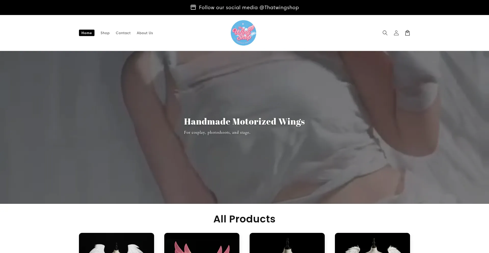 Website screenshot of Thatwingshop.com