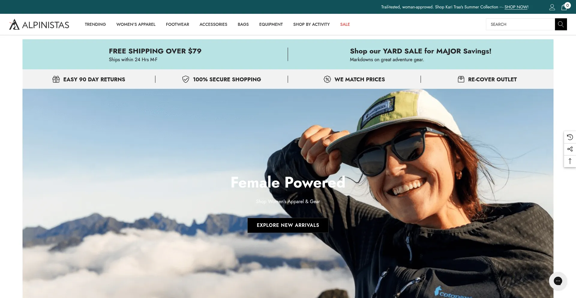 Website screenshot of Thealpinistas.com