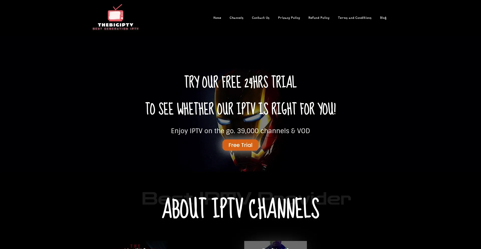 Website screenshot of Thebigiptv.com