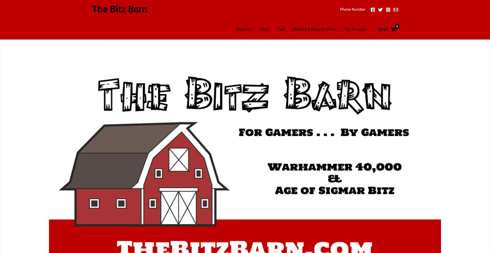 Website screenshot of Thebitzbarn.com