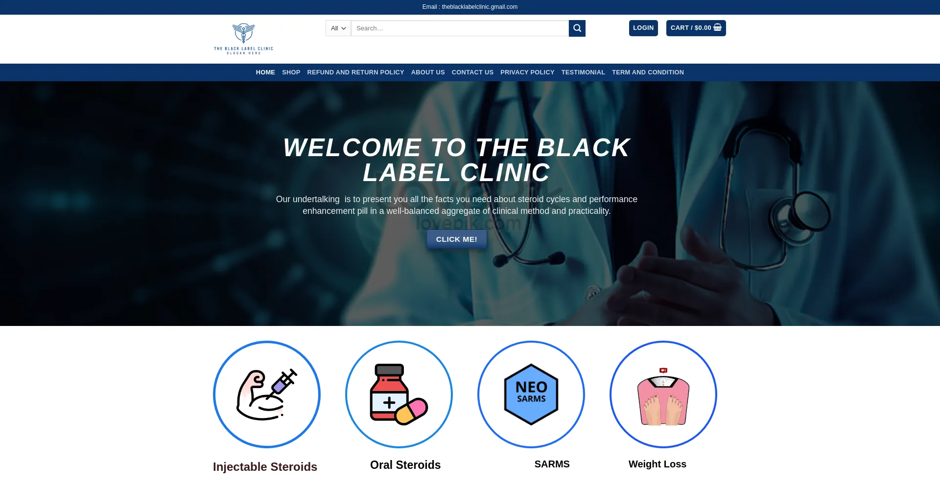 Website screenshot of Theblacklabelclinic.com