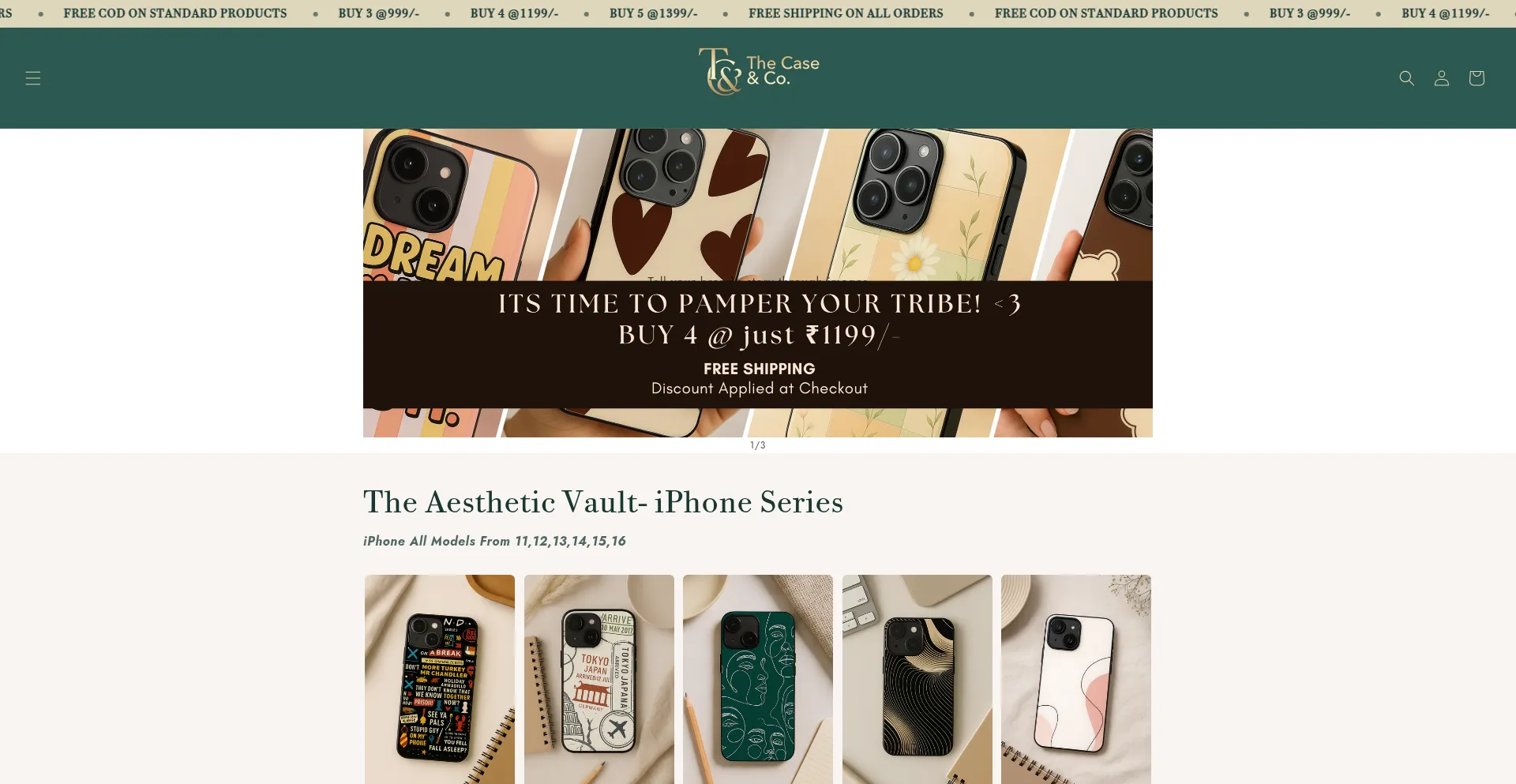Website screenshot of Thecaseandco.com
