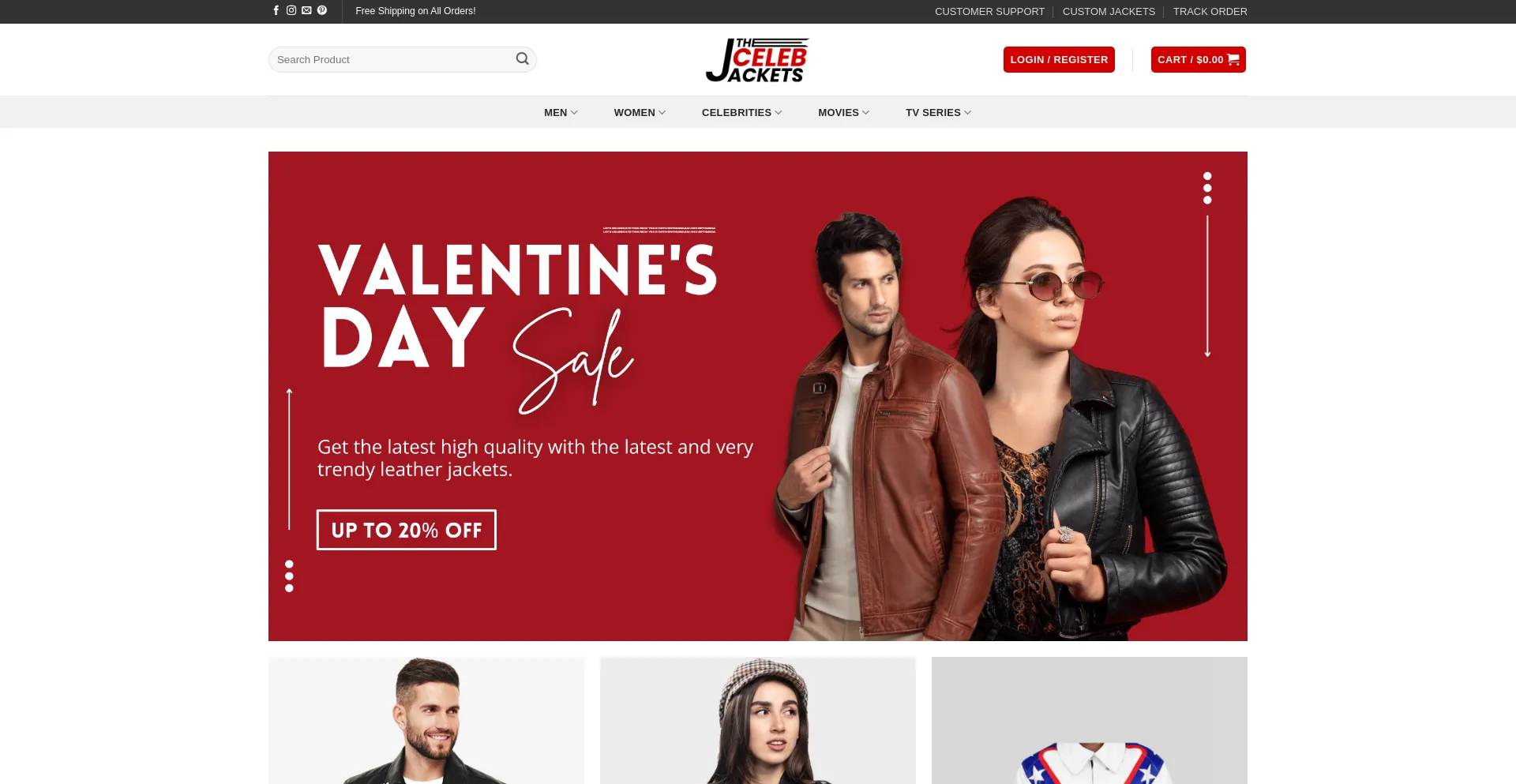 Website screenshot of Thecelebjackets.com