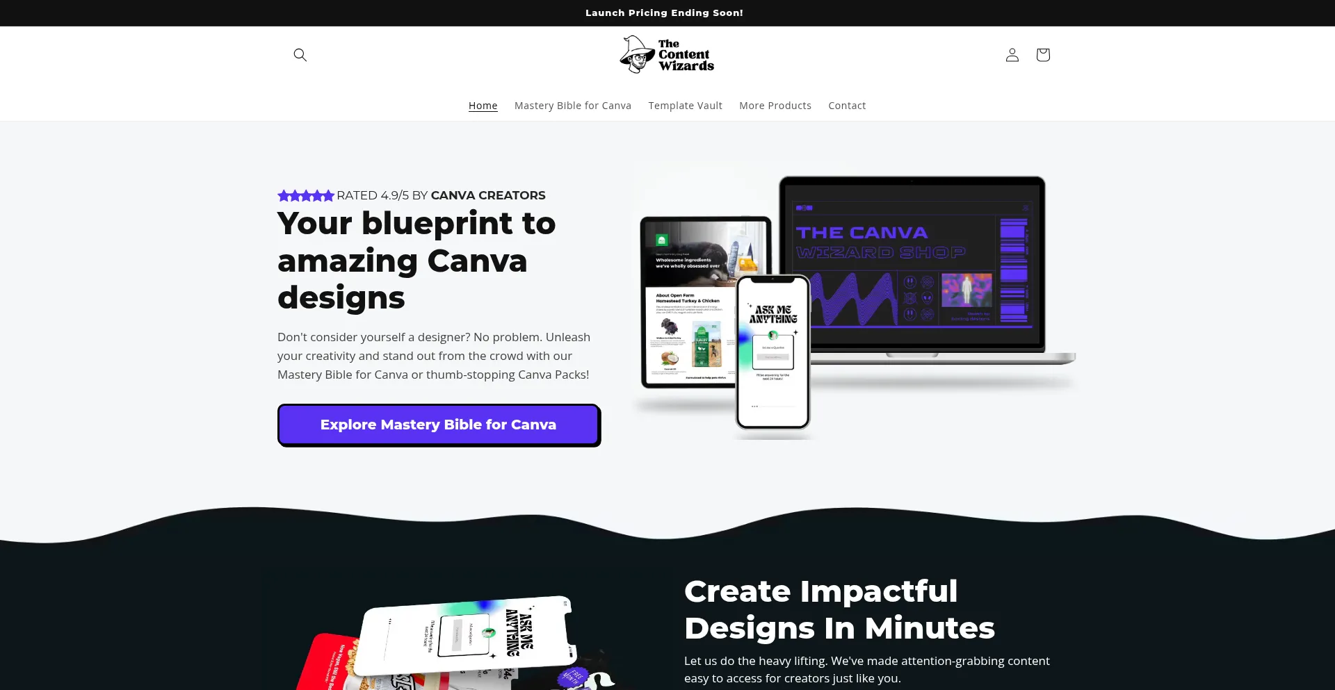 Website screenshot of Thecontentwizards.com