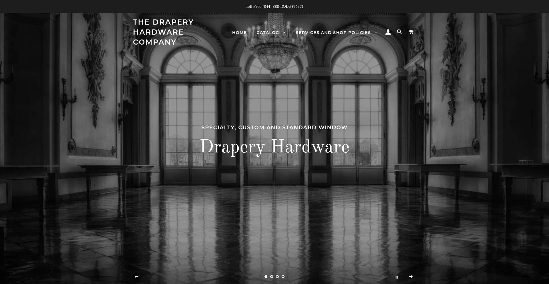 Website screenshot of Thedraperyhardwarecompany.com