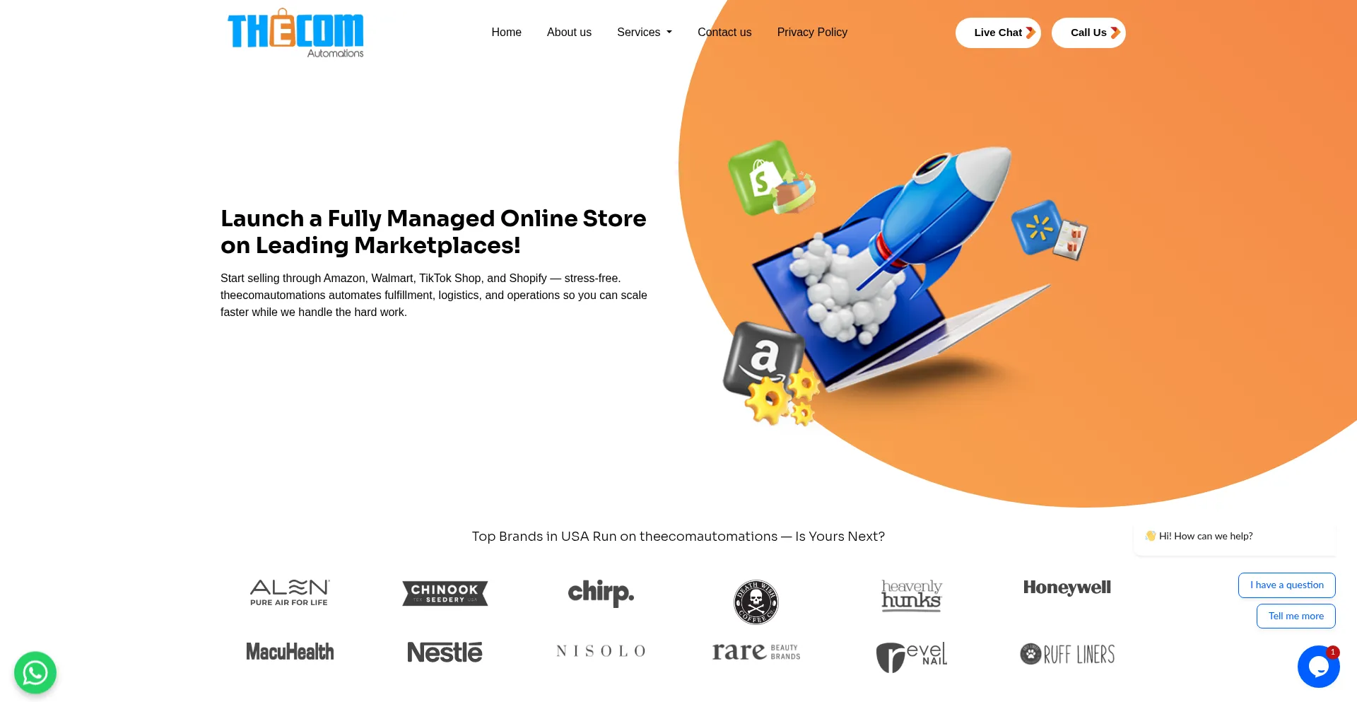 Website screenshot of Theecomautomations.com