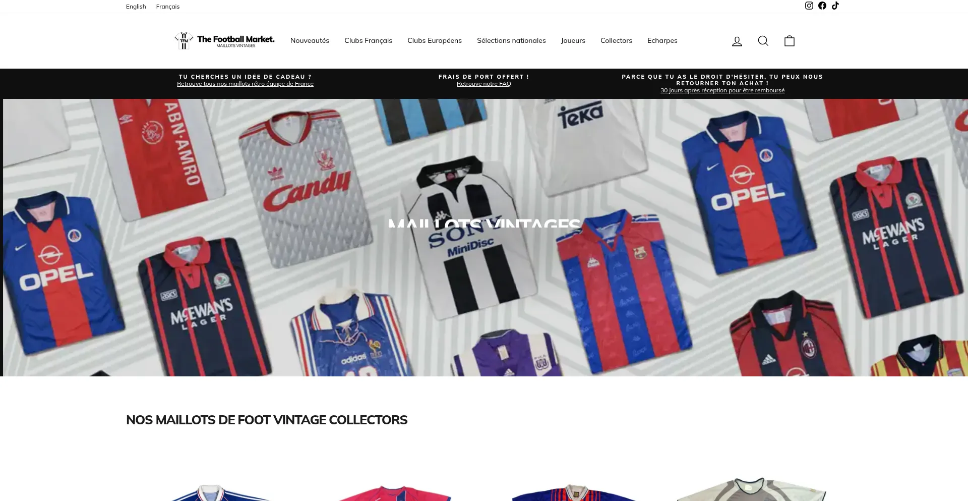 Website screenshot of Thefootballmarket.com
