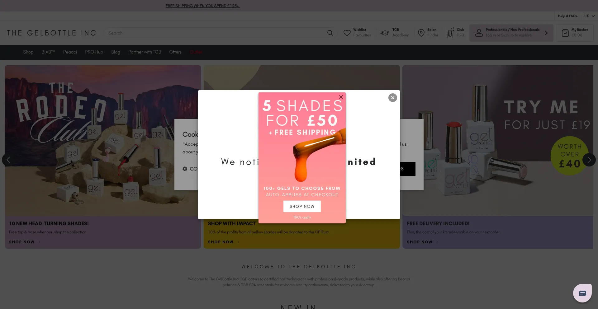 Website screenshot of Thegelbottle.com