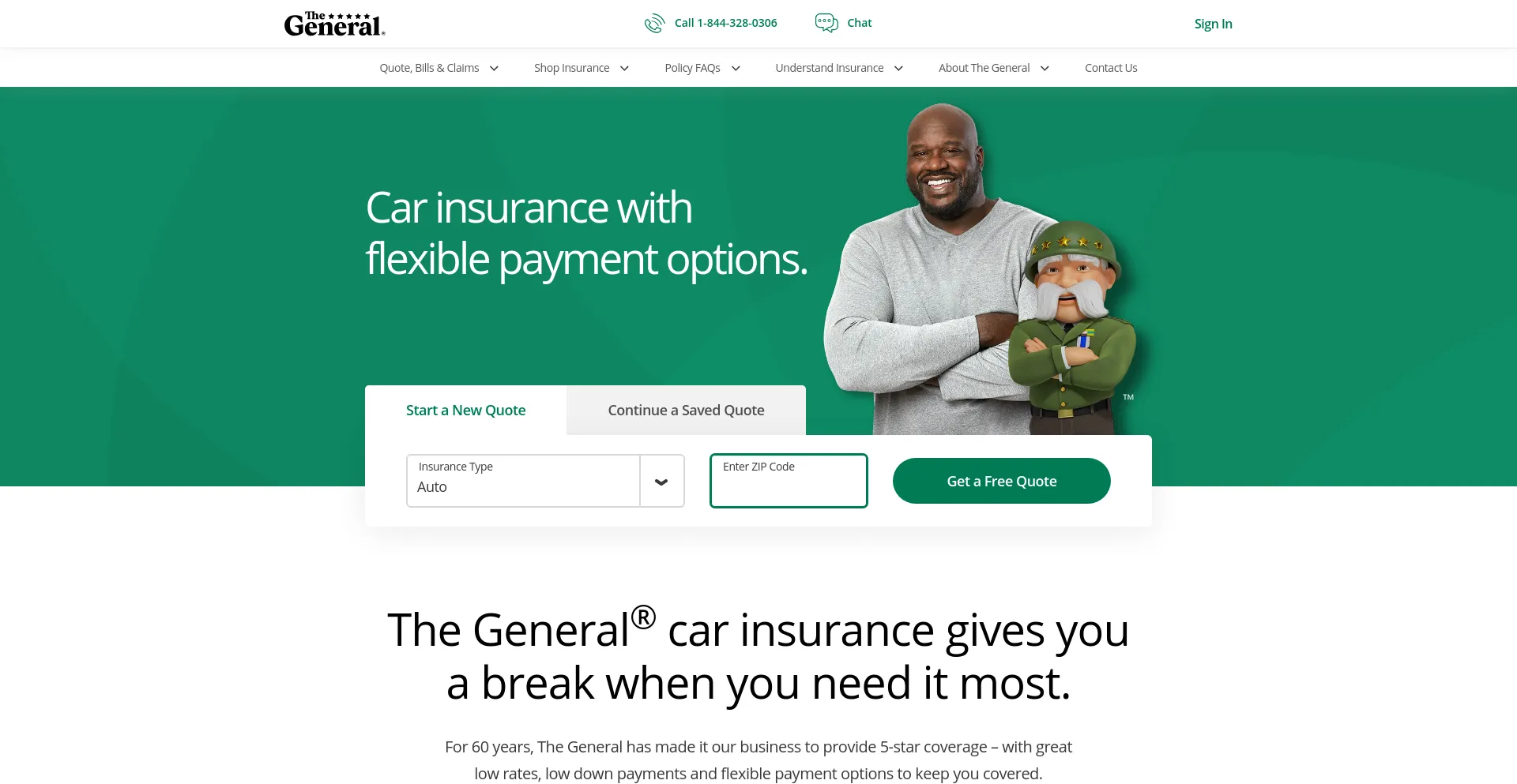 Website screenshot of Thegeneral.com