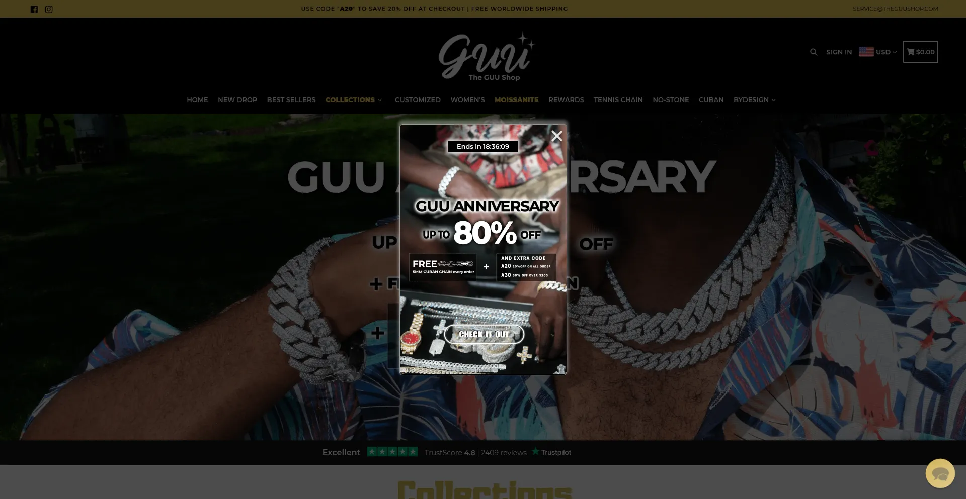 Website screenshot of Theguushop.com
