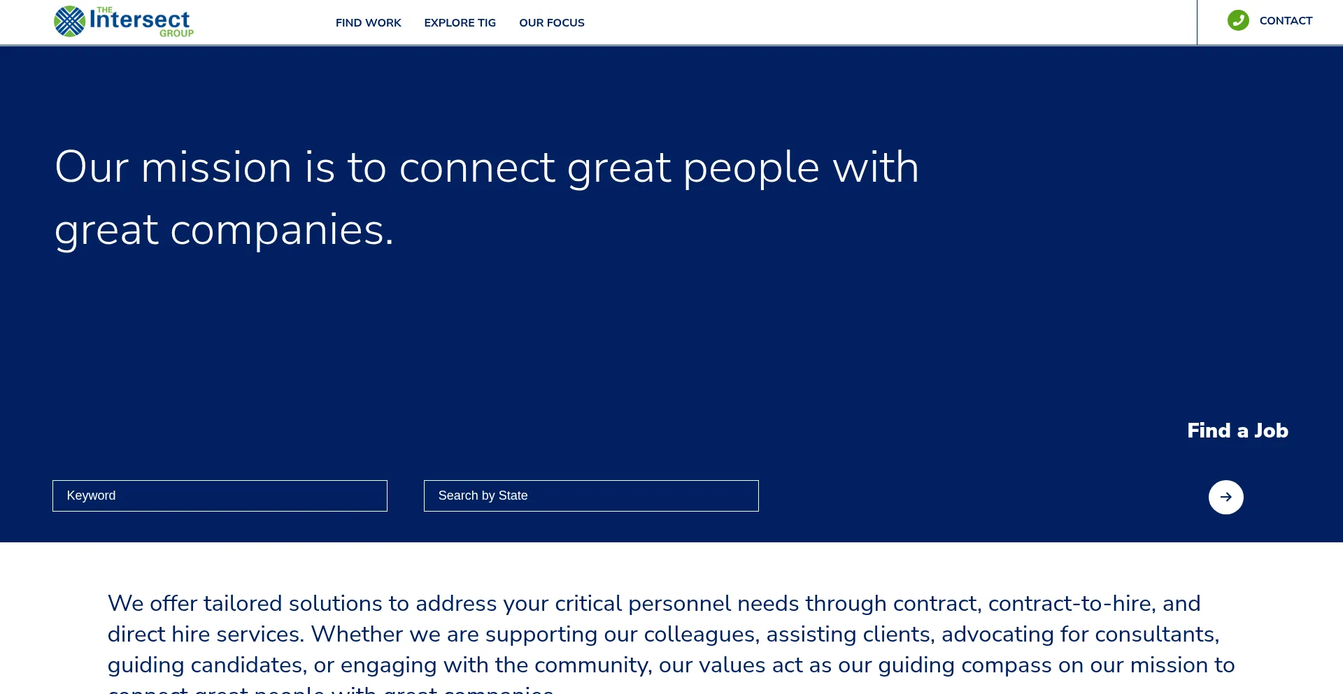 Website screenshot of Theintersectgroup.com
