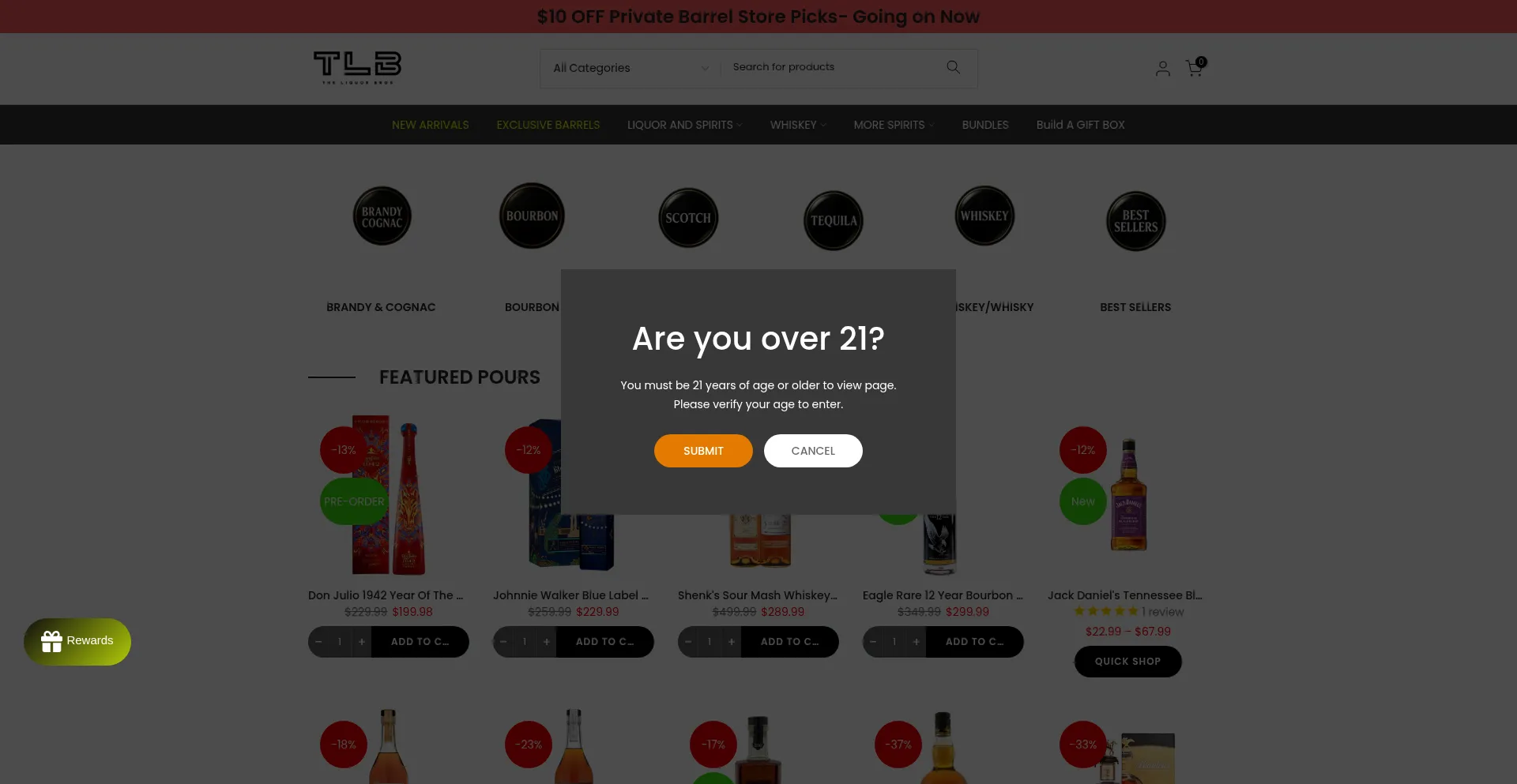 Website screenshot of Theliquorbros.com