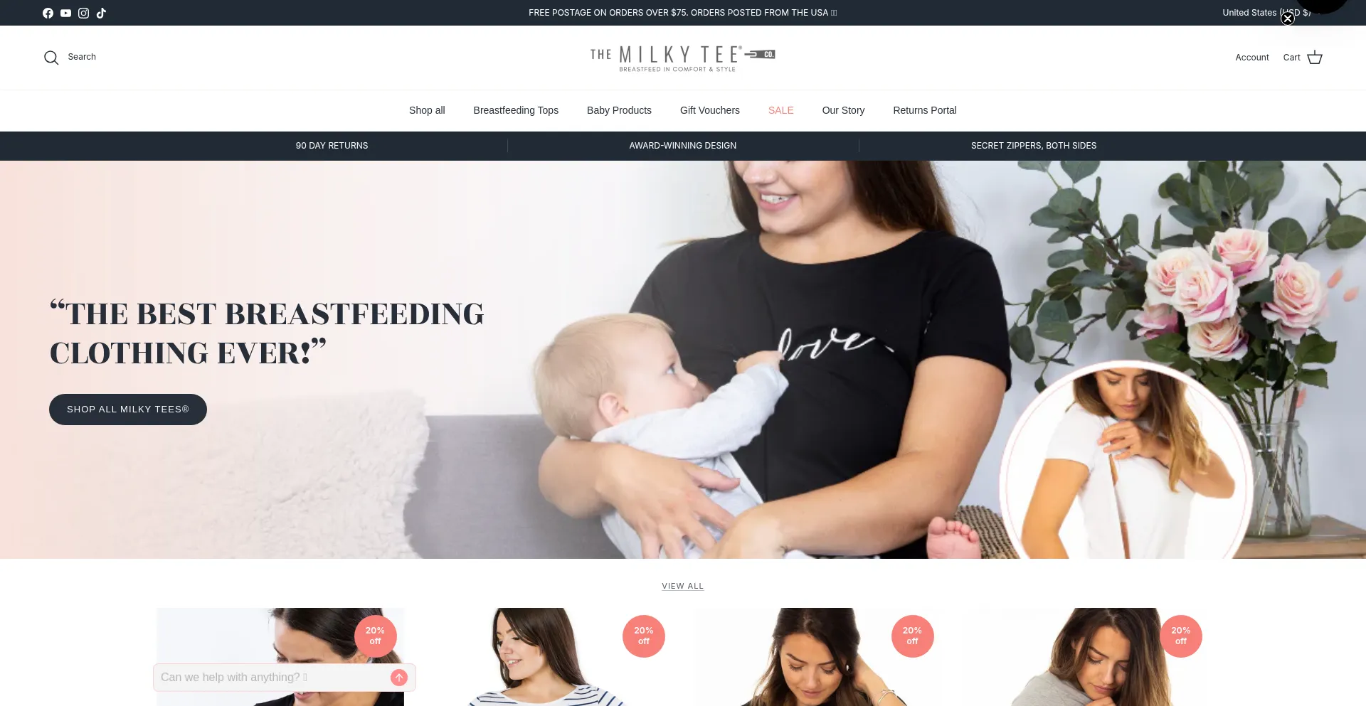 Website screenshot of Themilkyteecompany.com
