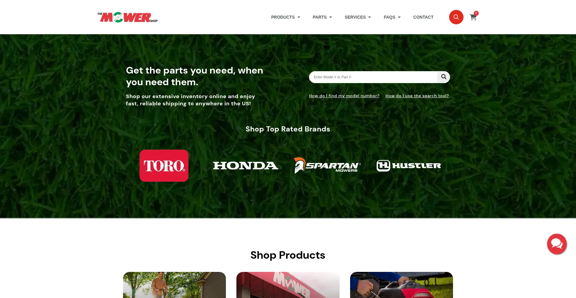 Website screenshot of Themowershop.com