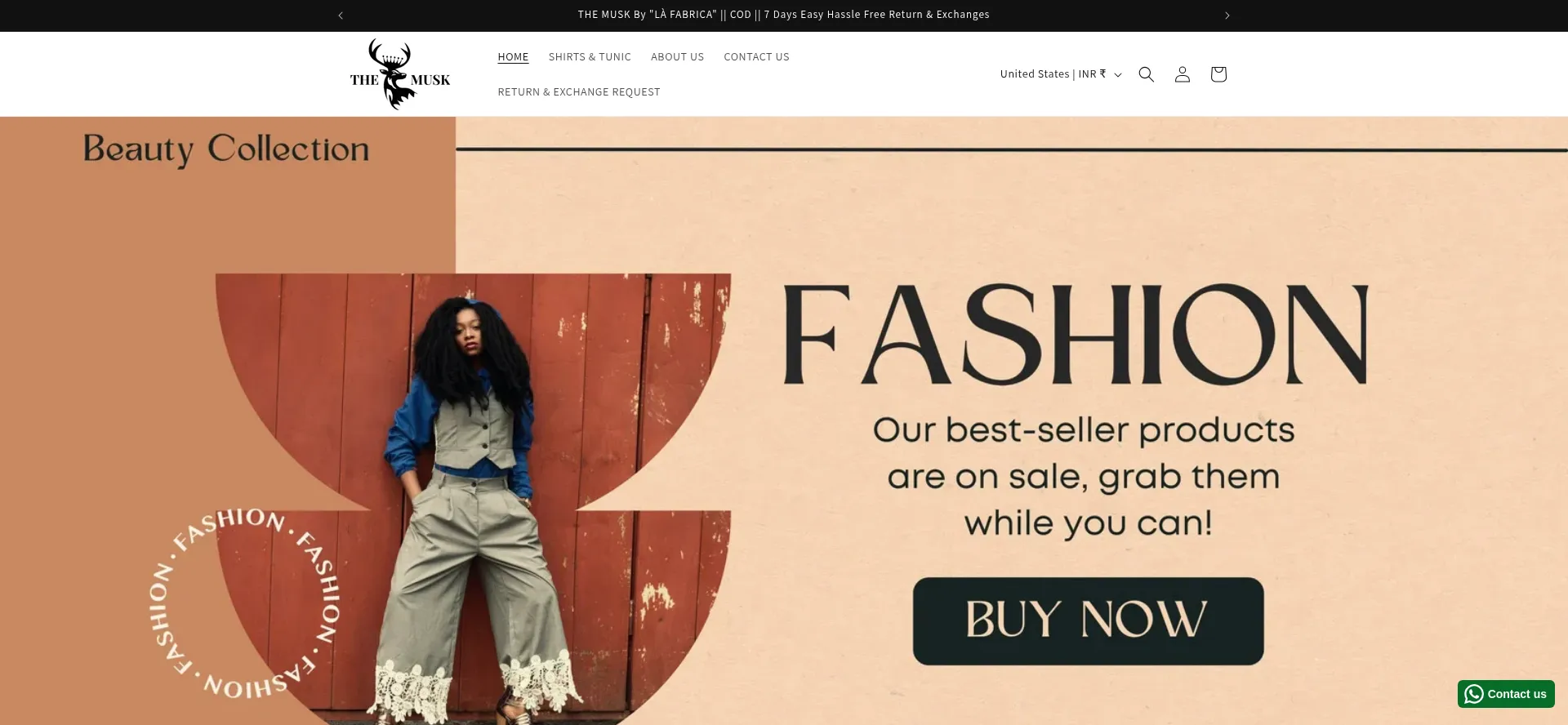 Website screenshot of Themusk.in
