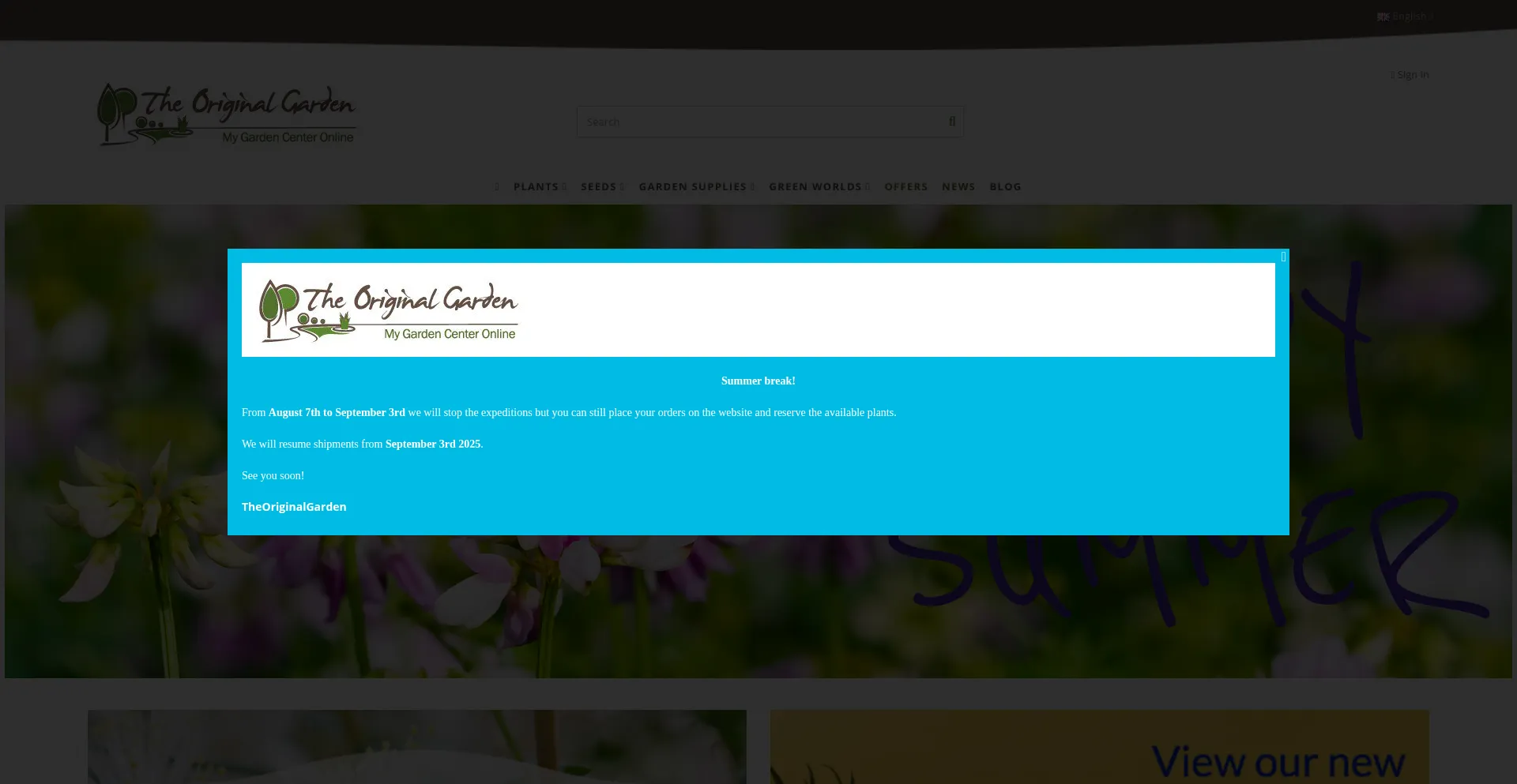 Website screenshot of Theoriginalgarden.com