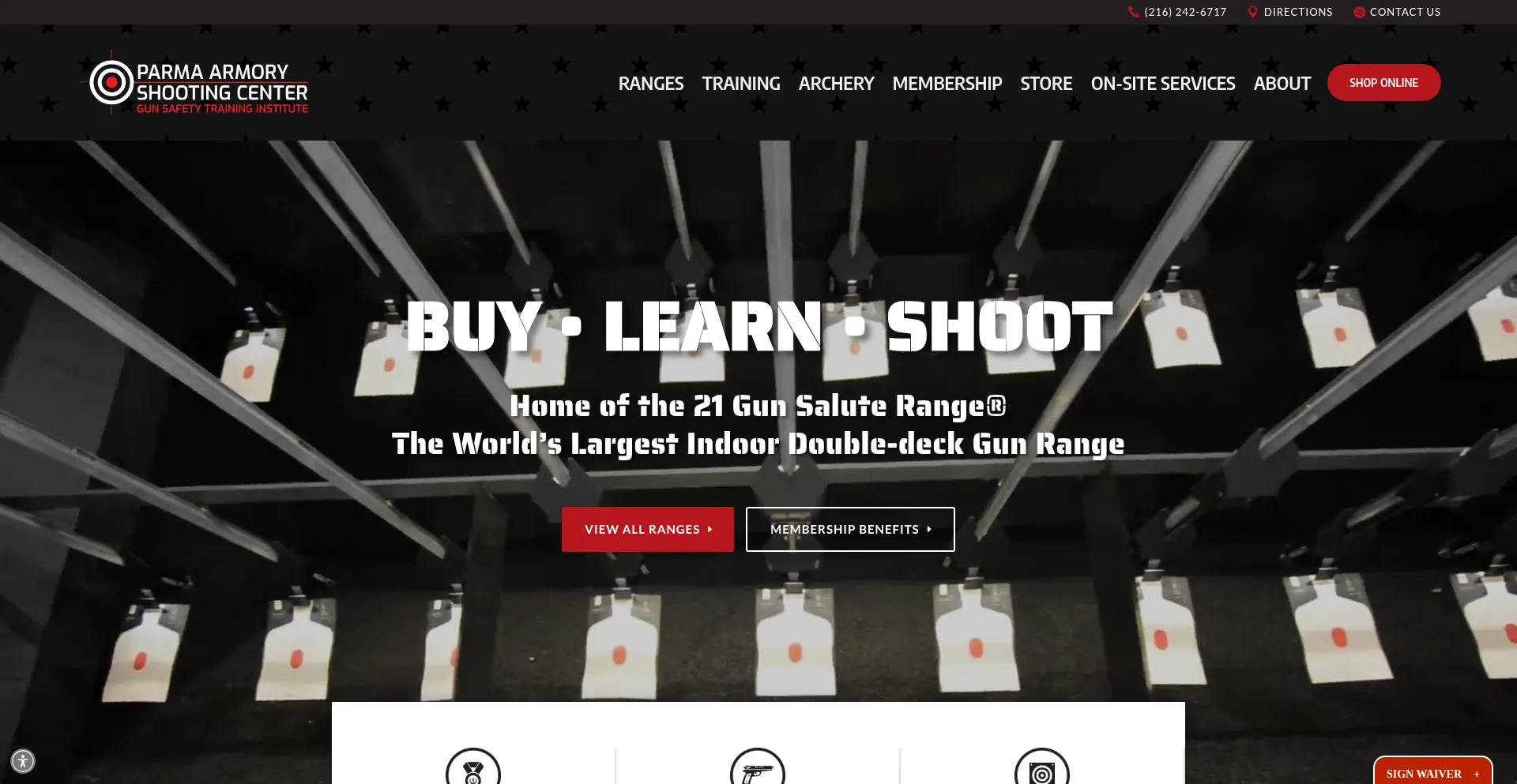 Website screenshot of Theparmaarmory.com
